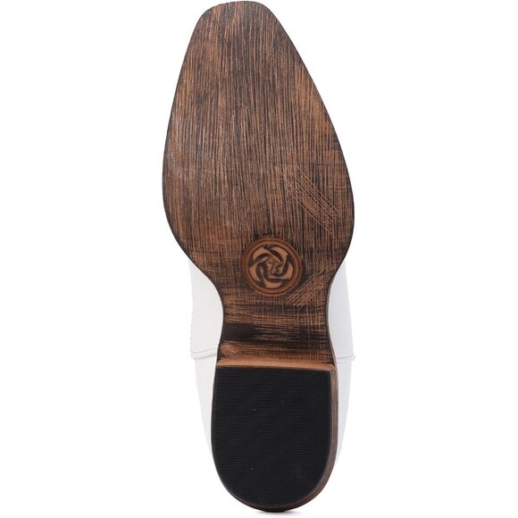 🆕Women White Faux Leather Snip Toe Chunky Block Heel Embroidered Western Boot - Picture 9 of 9